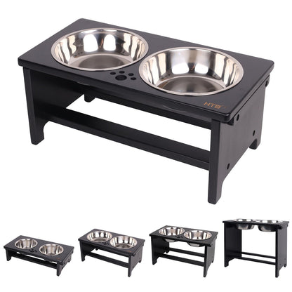 HTB Elevated Dog Bowls,Raised Dog Bowl Stand with 2 Stainless Steel Bowls,Elevated Raised Dog Bowls for Large Medium Small Sized Dogs
