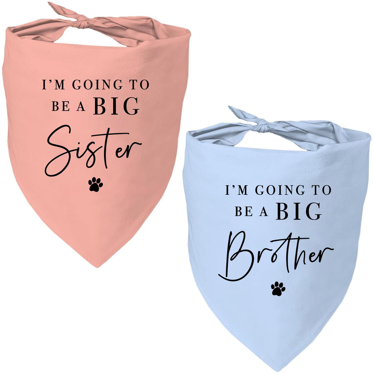 2 Pack Dog Bandanas for Pregnancy Announcement, Cute Adjustable Pet Bandana Scarf for Small Medium Large Dogs, Gender Reveal Puppy Accessories, Soft Breathable Fabric for Puppy Cats(Blue&Pink)