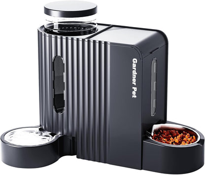 Gravity Automatic Cat Feeder, Water & Food Dispenser Set, Stainless Bowls