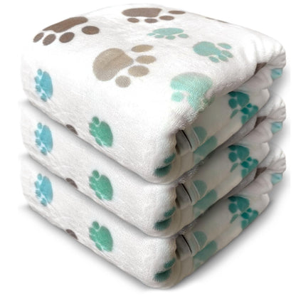 Dog Blankets for Medium Large Dogs, Cute Paw Pattern Washable 41" x 31"