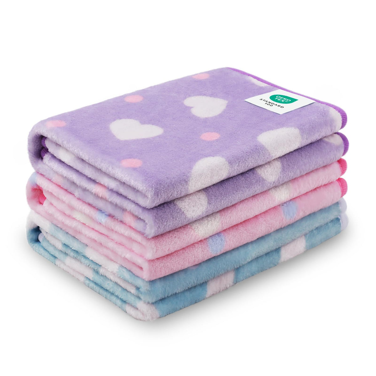 1 Pack 3 Blankets Super Soft Cute Dot Pattern Pet Blanket Flannel Throw for Dog Puppy Cat Blue/Purple/Grey Small
