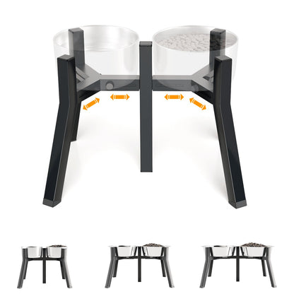 Dog Bowl Stand for Medium Large Dogs, Adjustable Width Elevated Dog Bowls 7-10.6", Raised Dog Food Water Bowls, 11 inch Tall Single Holder, Black,Bowl Not Included