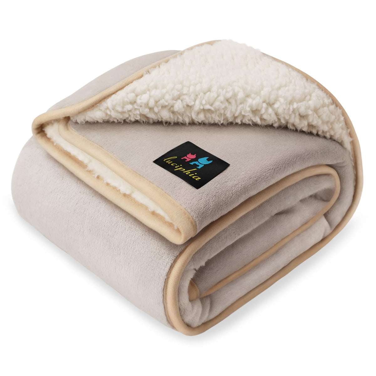 Luciphia Waterproof Blanket for Large Dog, Reversible Sherpa Bed Cover