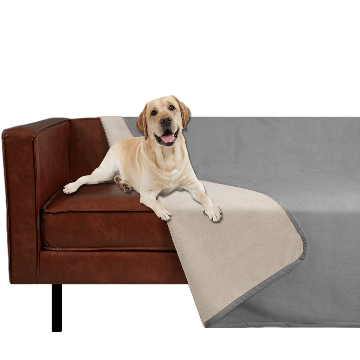 Ameritex Pet Bed Blanket Reversible 100% Waterproof Velvet Super Soft for Sofa and Bed (52x82 Inches, Light Grey+Grey)