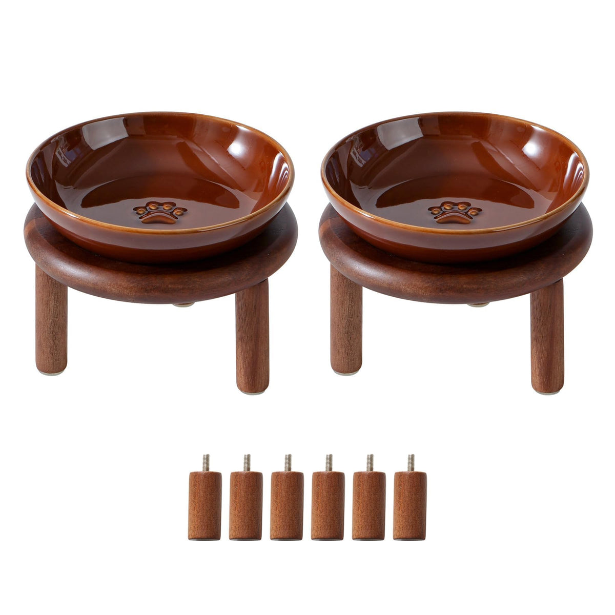Havniva Elevated Cat Bowls, Ceramic Cat Bowl with Bamboo Stand Wide Opening
