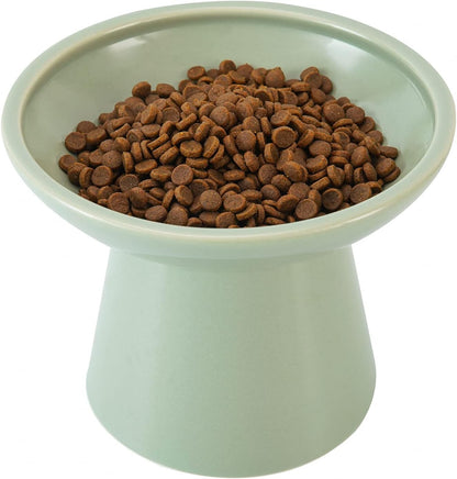 CEEFU Extra Wide Elevated Ceramic 6.2" Shallow Cat Food Bowl