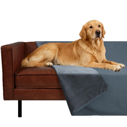 Ameritex Pet Bed Blanket Reversible 100% Waterproof Velvet Super Soft for Sofa and Bed (52x82 Inches, Light Grey+Grey)