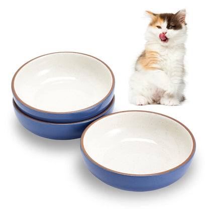 Ceramic Cat Bowls, Howise Pet Bowl Cat Dishes for Food and Water, 5.3 in Cat Food Dish 3 Pack Cat Food Bowls Set Small Dog Dish, Matte White Finish