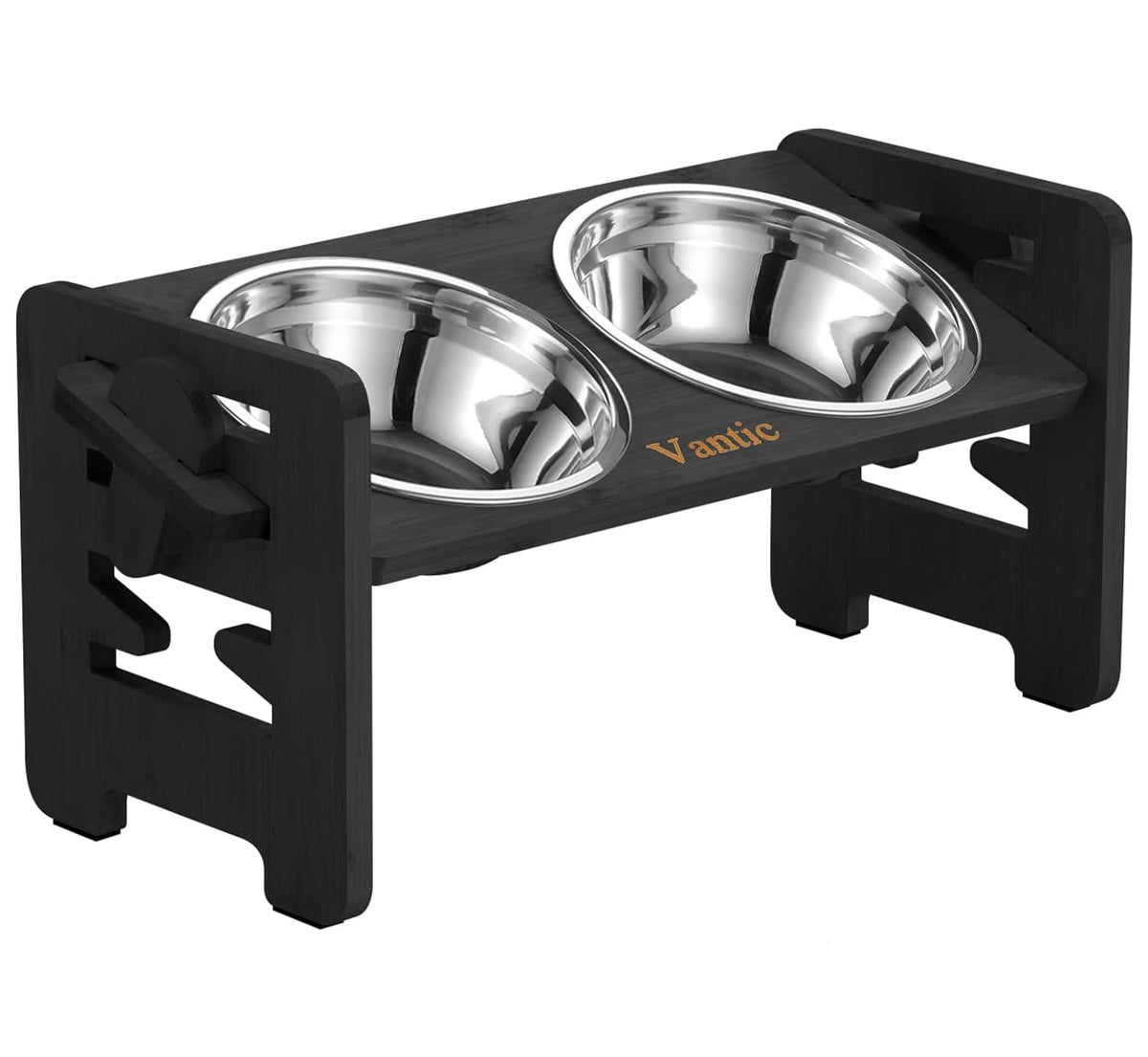 Vantic Elevated Dog Bowls, Raised Dog Bowl Stand Adjustable Small, Natural