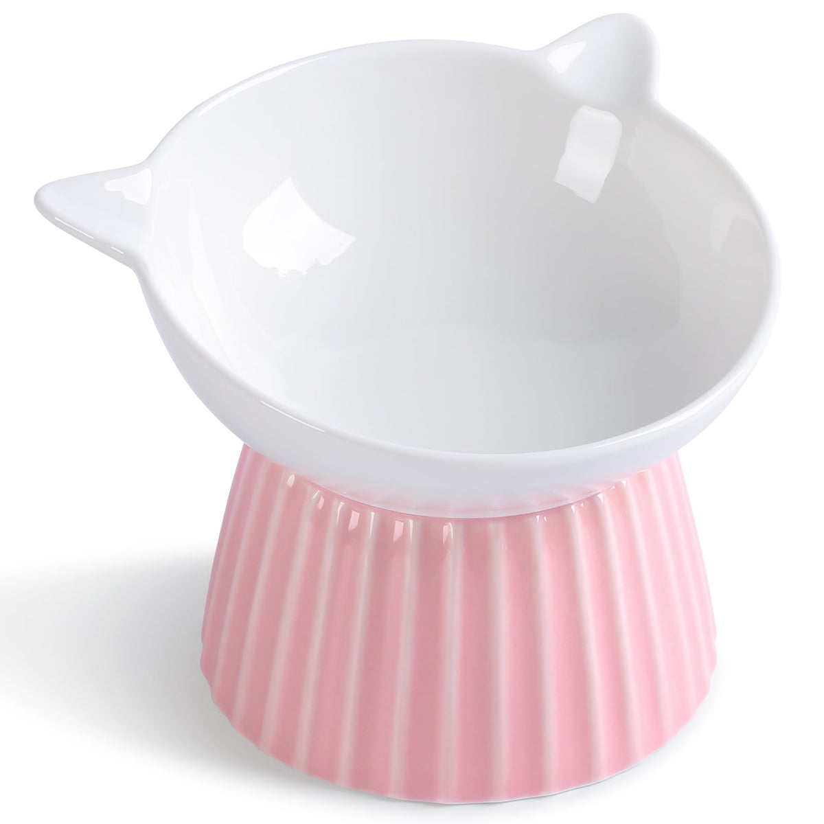 Ceramic Raised Cat Bowl，Tilted Raised Cat Bowl Anti Vomit Cat Bowls for Indoor Cats Whisker Friendly Pet Feeder for Cats Puppies, Microwave and Dishwasher Safe