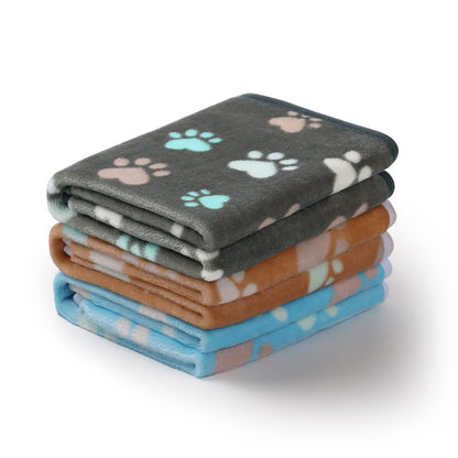Luciphia 1 Pack 3 Blankets Fluffy Premium Fleece Pet Blanket Flannel Paw Printed Throw for Dog Cat(Small 23x16'', Grey)