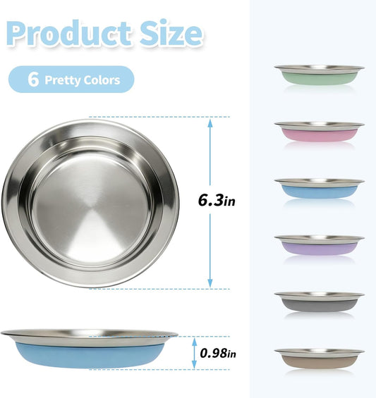 6 Pack Stainless Steel Cat Bowls, Cat Dishes Shallow Whisker Friendly