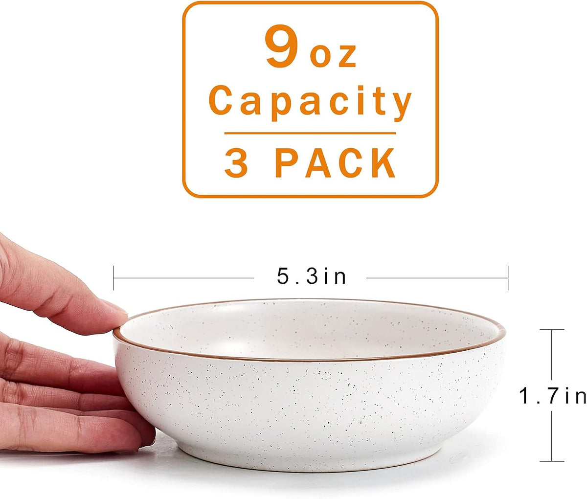 Ceramic Cat Bowls, Howise Pet Bowl Cat Dishes for Food and Water, 5.3 in Cat Food Dish 3 Pack Cat Food Bowls Set Small Dog Dish, Matte White Finish