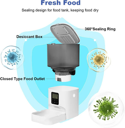 ANDOLL HOME Automatic Cat Feeder, 4L Cat Food Dispenser with 10s Voice Recorder, Pet Feeder up to 8 Meals per Day, Timed Dog Feeder with Dry Food Sealed Ring