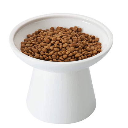 CEEFU Extra Wide Elevated Ceramic 6.2" Shallow Cat Food Bowl