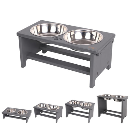 HTB Elevated Dog Bowls,Raised Dog Bowl Stand with 2 Stainless Steel Bowls,Elevated Raised Dog Bowls for Large Medium Small Sized Dogs
