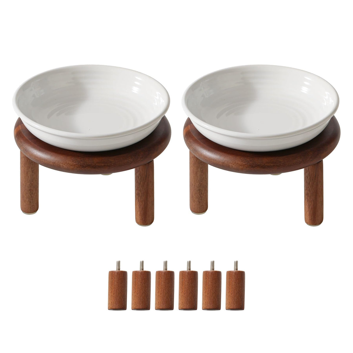 Havniva Elevated Cat Bowls, Ceramic Cat Bowl with Bamboo Stand Wide Opening