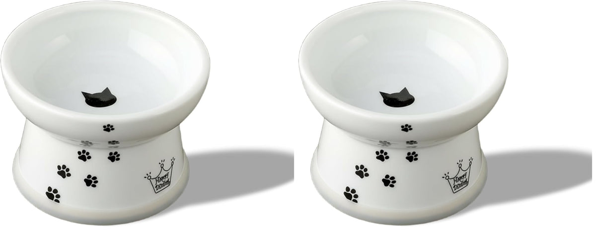 Necoichi Ceramic Elevated Cat Food Bowl, 15° Tilted (Cat, Extra Wide Tilted)