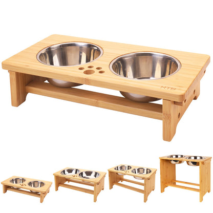 HTB Elevated Dog Bowls,Raised Dog Bowl Stand with 2 Stainless Steel Bowls,Elevated Raised Dog Bowls for Large Medium Small Sized Dogs