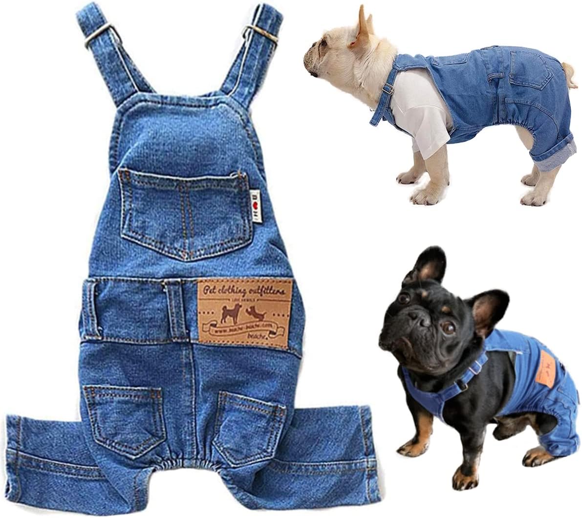 Dog Overalls for Medium Dogs Outfit French Bulldog Clothes Denim Dog Jeans