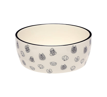 Pearhead Ceramic Dog Bowl - Woof Speckled Pet Food & Water Dish, 20 oz