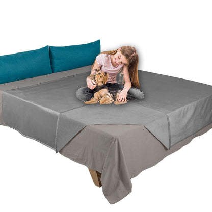 Ameritex Pet Bed Blanket Reversible 100% Waterproof Velvet Super Soft for Sofa and Bed (52x82 Inches, Light Grey+Grey)