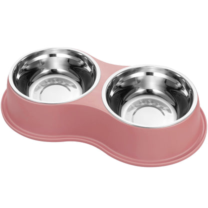 Epetslove Stainless Steel Dog Bowls Double Non-Slip Dog Water and Food Bowl