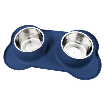 AsFrost Dog Food Bowls Stainless Steel & Water Dish with No-Spill and Non-Skid, Feeder Bowls with Dog Food Dish for Small Medium Large Size,Dogs,Cats,Puppy Pets, Black, 12oz