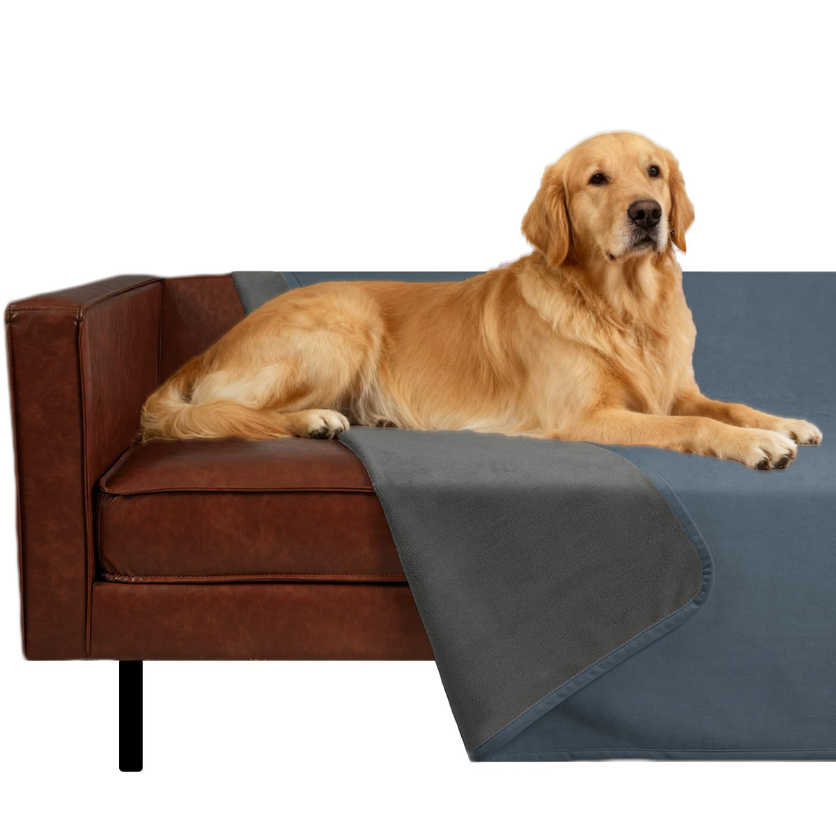Ameritex Pet Bed Blanket Reversible 100% Waterproof Velvet Super Soft for Sofa and Bed (52x82 Inches, Light Grey+Grey)