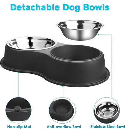 Epetslove Stainless Steel Dog Bowls Double Non-Slip Dog Water and Food Bowl