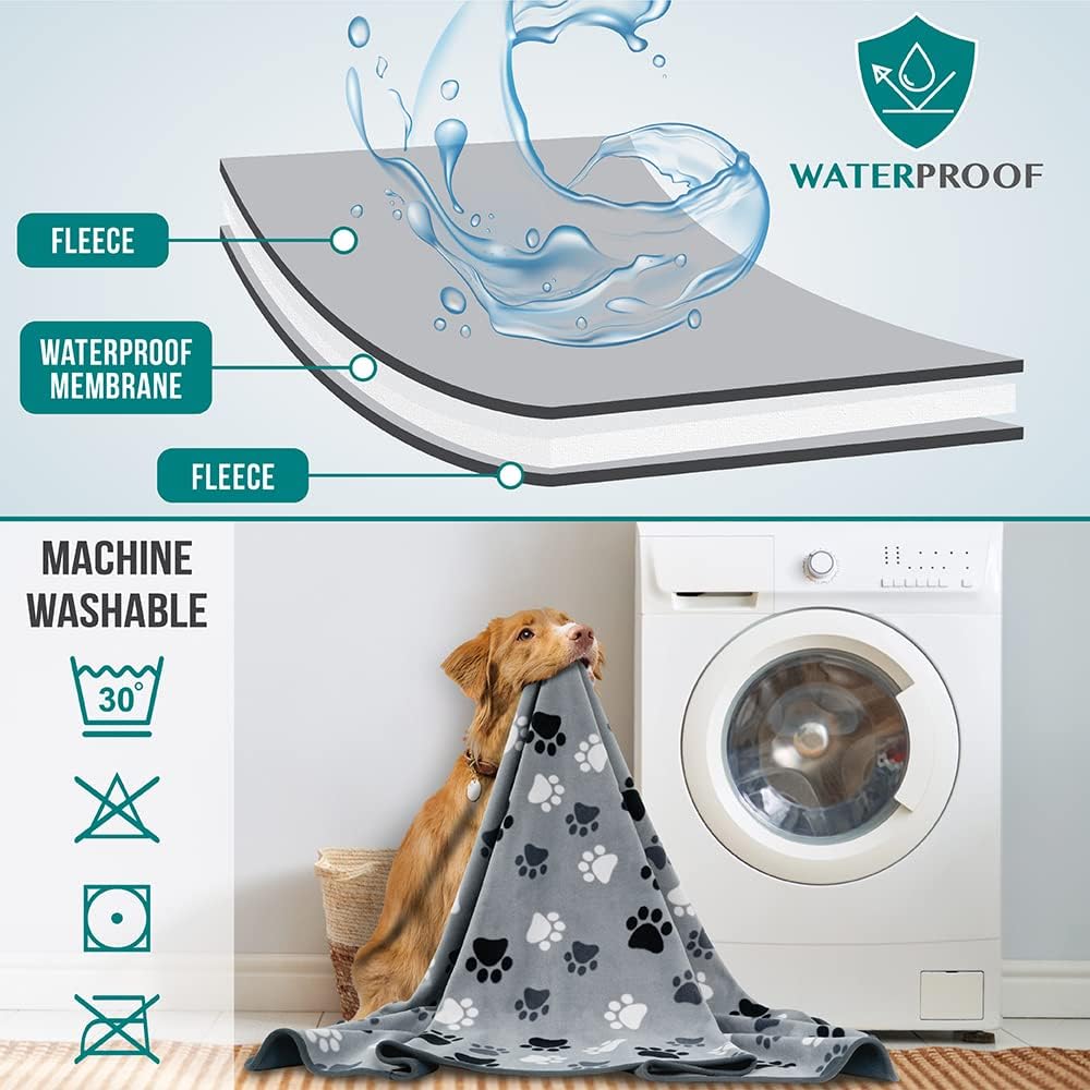 PetAmi Waterproof Dog Blanket, Leakproof Pee Proof Cat Blanket, 40x60 Paw