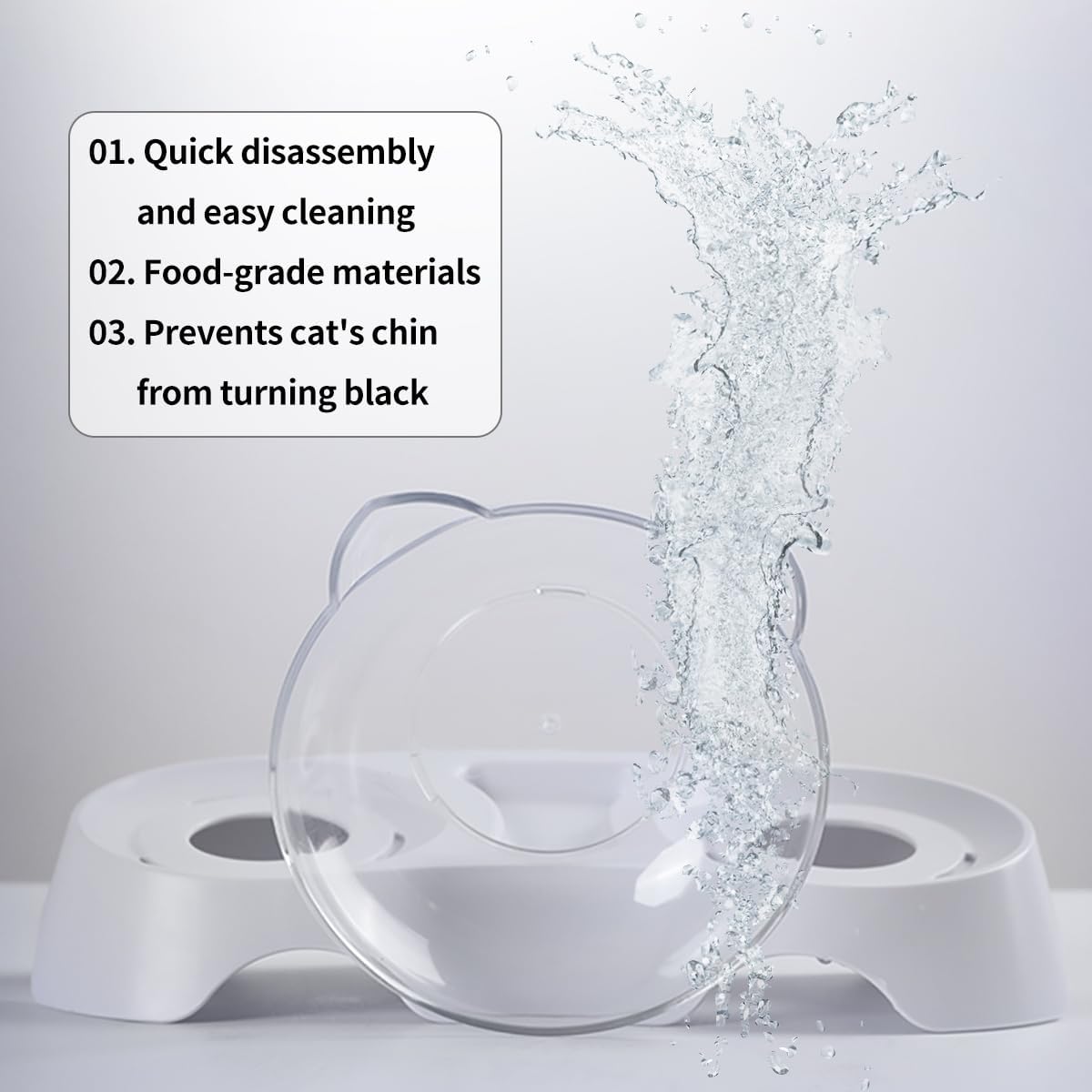 MILIFUN Cat Bowls, Cat Food Bowls Elevated Tilted, Anti Vomiting Kitty Bowl for Puppy and Bunny, Orthopedic for Indoor Cats.