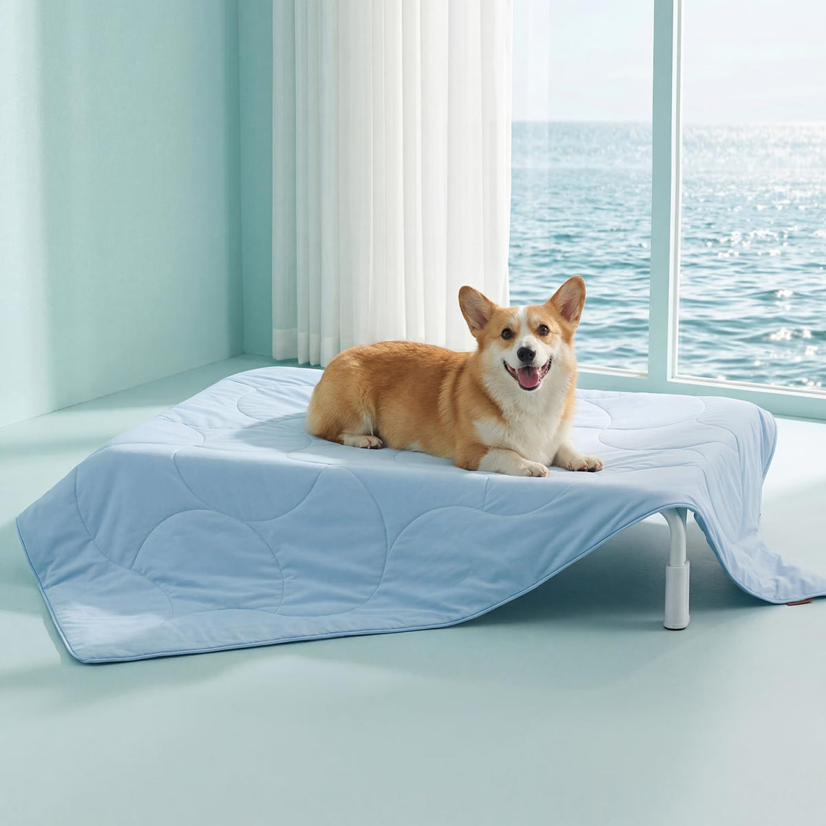 ZOMISIA Premium Cooling Blanket for Large Dogs - Q-MAX>0.5 Breathable Washable Dog Cooling Mat, Travel Soft Pet Summer Essentials, Blue, 40"x50"