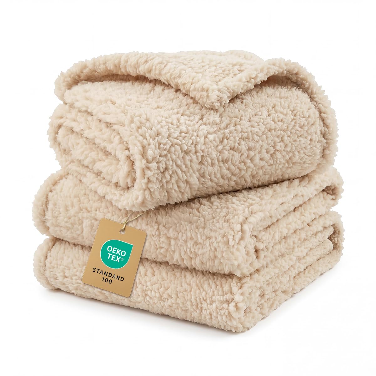 1 Pack 3 Calming Blankets Fluffy Premium Fleece Pet Blanket Soft Sherpa Throw for Dog Puppy Cat Beige Large (41" x31'')