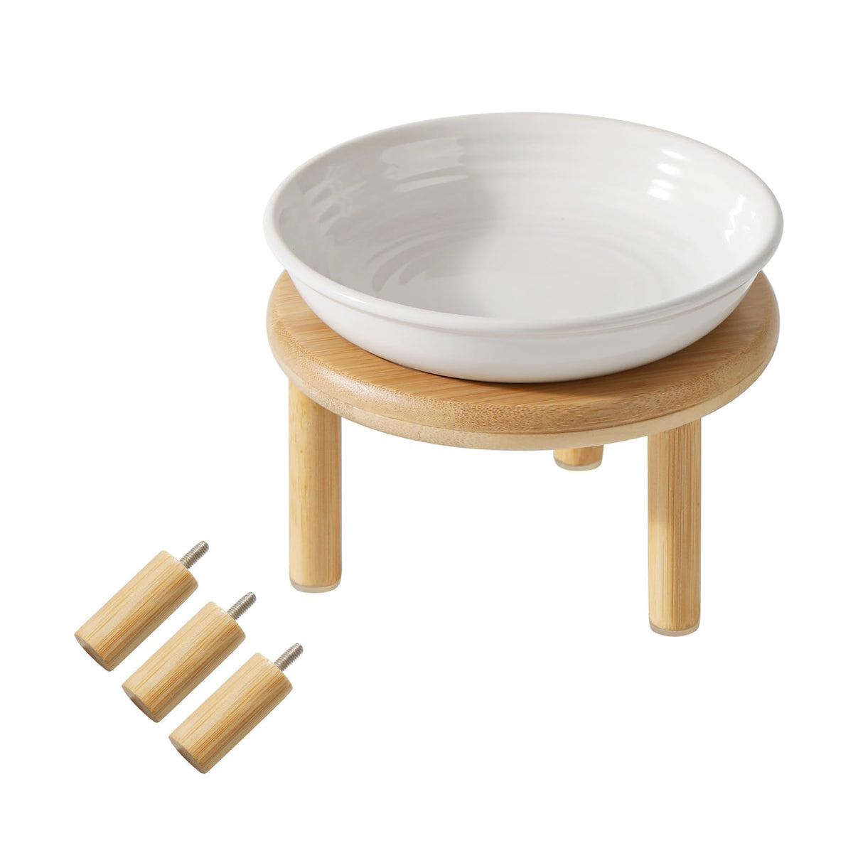 Havniva Elevated Cat Bowls, Ceramic Cat Bowl with Bamboo Stand Wide Opening