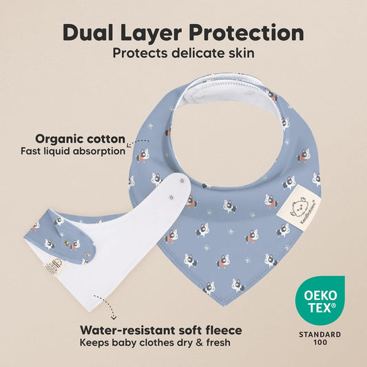 KeaBabies 8pk Organic Baby Bandana Bibs for Drooling Teething, Pets & Paws