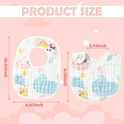 Zainpe 6Pcs Snap Muslin Cotton Baby Bibs