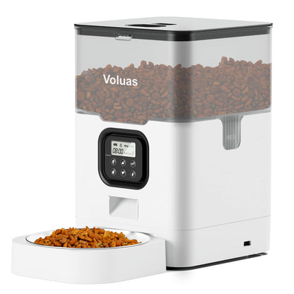 VOLUAS Automatic Cat Feeder, 4L Timed Dry Food Dispenser for Cats & Dogs