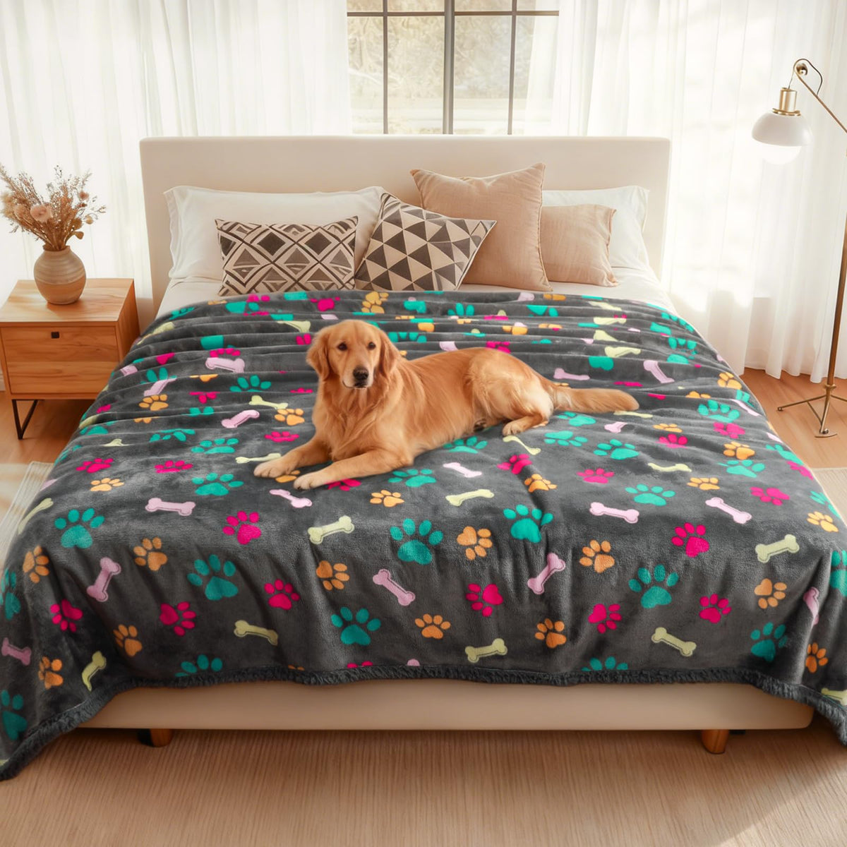 Luciphia Waterproof Dog Blanket Reversible Sherpa Fleece for Small Dogs Cat