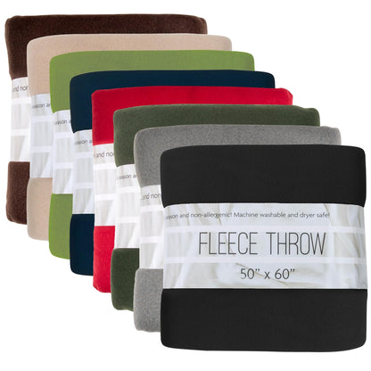 (24 Pack) Bulk Fleece 50x60 Throw Blankets for Wedding Favors, Homeless Women, Men, Homes, Bed, Sofa, Couch, Office, Pet Blankets, Travel | Soft Warm Lightweight Throw Blankets in Bulk (Black)