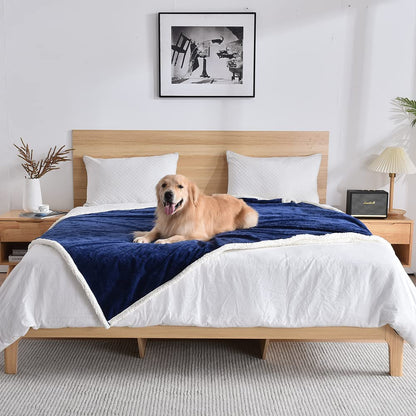 Qeils Dog & Cat Blankets - Waterproof Washable - Sherpa, Plus Plush Reversible, 25"X30", Grey Paw Print