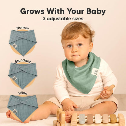 8-Pack Muslin Baby Bibs for Drooling, Teething Bandana Bibs 0-36M (Mirage)