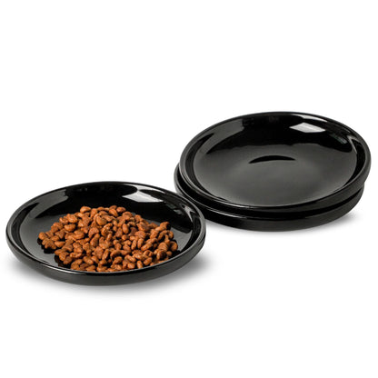 3 PCS Ceramic Cat Bowls, 5.5 in Pet Bowl Cat Dishes for Food and Water, Small Dog Dish(White)
