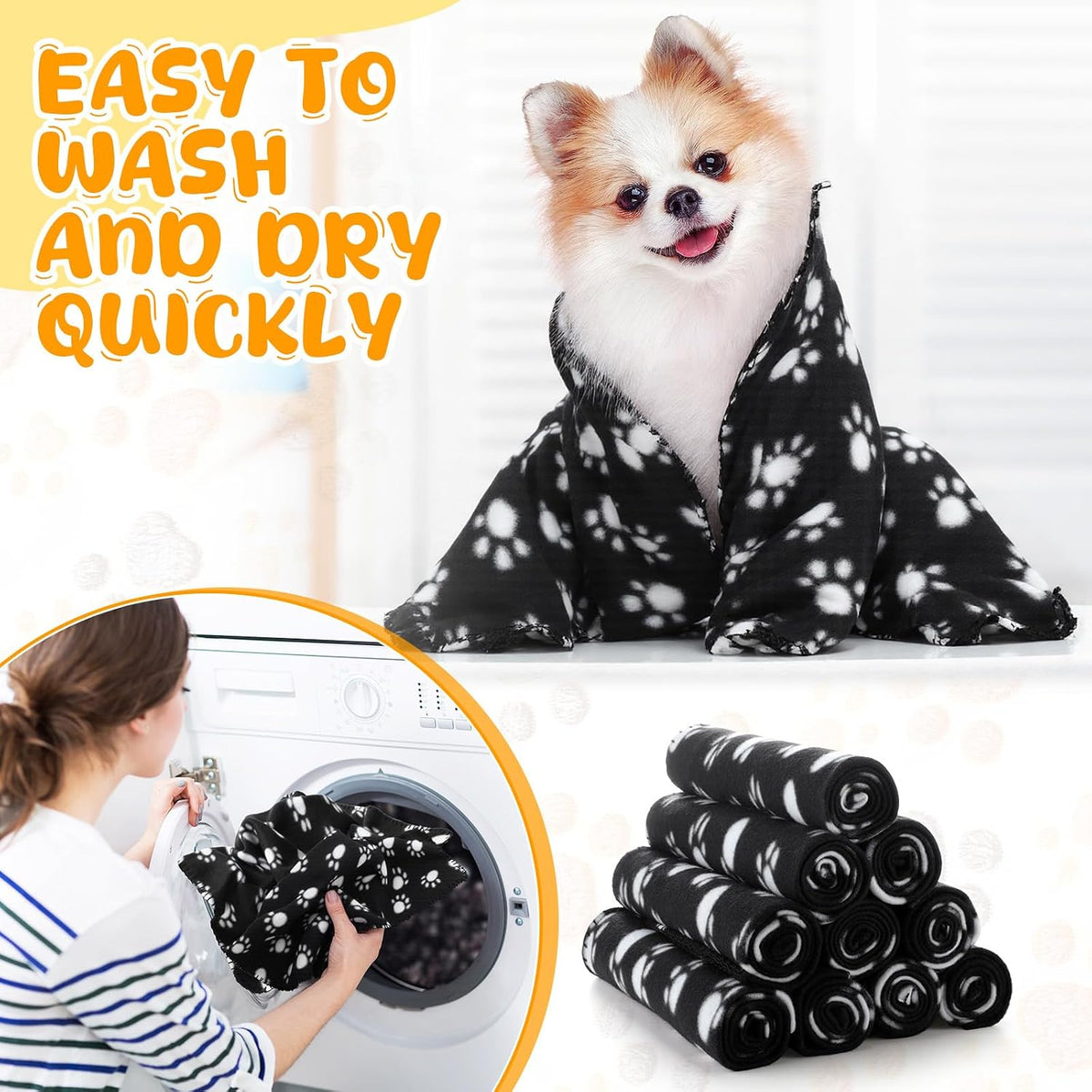 Tatuo 10 Pcs Puppy Blanket for Dog Cat, 24 x 28 Inch, Cool Color