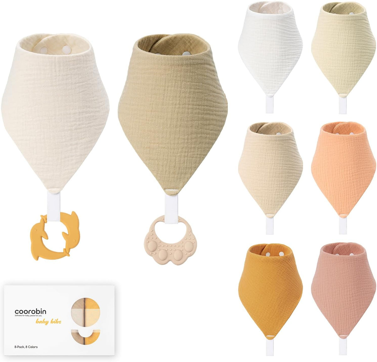 8-Pack Muslin Baby Bibs for Drooling and Teething