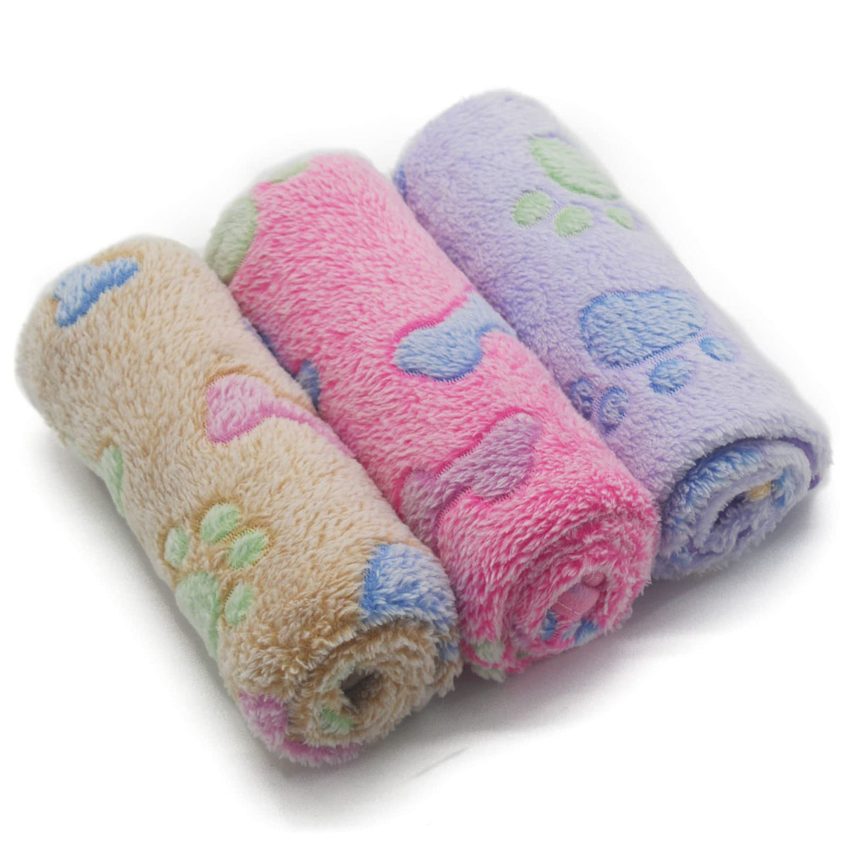 1 Pack 3 Puppy Blankets Super Soft Warm Sleep Mat Grey Cute Print Fluffy Fleece Pet Flannel Throw Dog Blankets for Small Dogs Cats,Star&Bone&Love-Medium(29"x20")