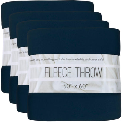 (24 Pack) Bulk Fleece 50x60 Throw Blankets for Wedding Favors, Homeless Women, Men, Homes, Bed, Sofa, Couch, Office, Pet Blankets, Travel | Soft Warm Lightweight Throw Blankets in Bulk (Black)