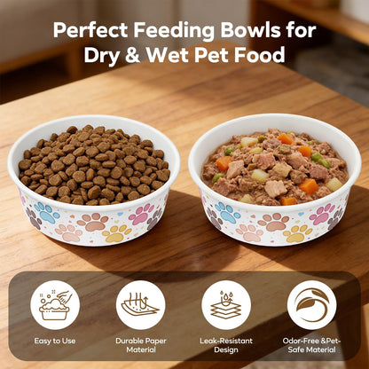50Pack Disposable Dog Bowls, 16oz Paper Pet Bowls for Cats and Dogs