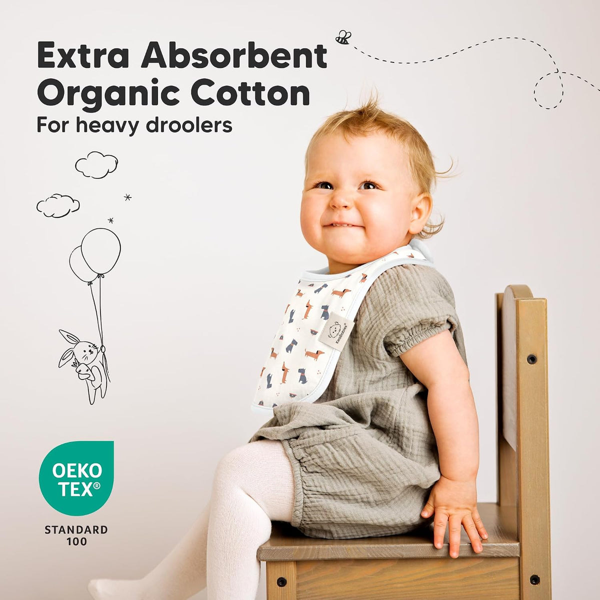 KeaBabies 8-Pack Organic Baby Bibs for Drooling and Teething (Pets & Paws)