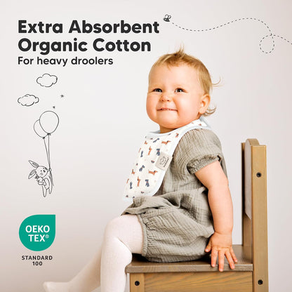 KeaBabies 8-Pack Organic Baby Bibs for Drooling and Teething (Pets & Paws)
